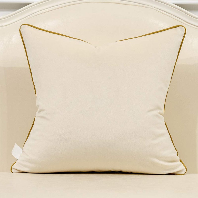 Avigers 18 x 18 Inches White Gold Leather Striped Cushion Case Luxury European Throw Pillow Cover Decorative Pillow for Couch Living Room Bedroom Car - Image 2